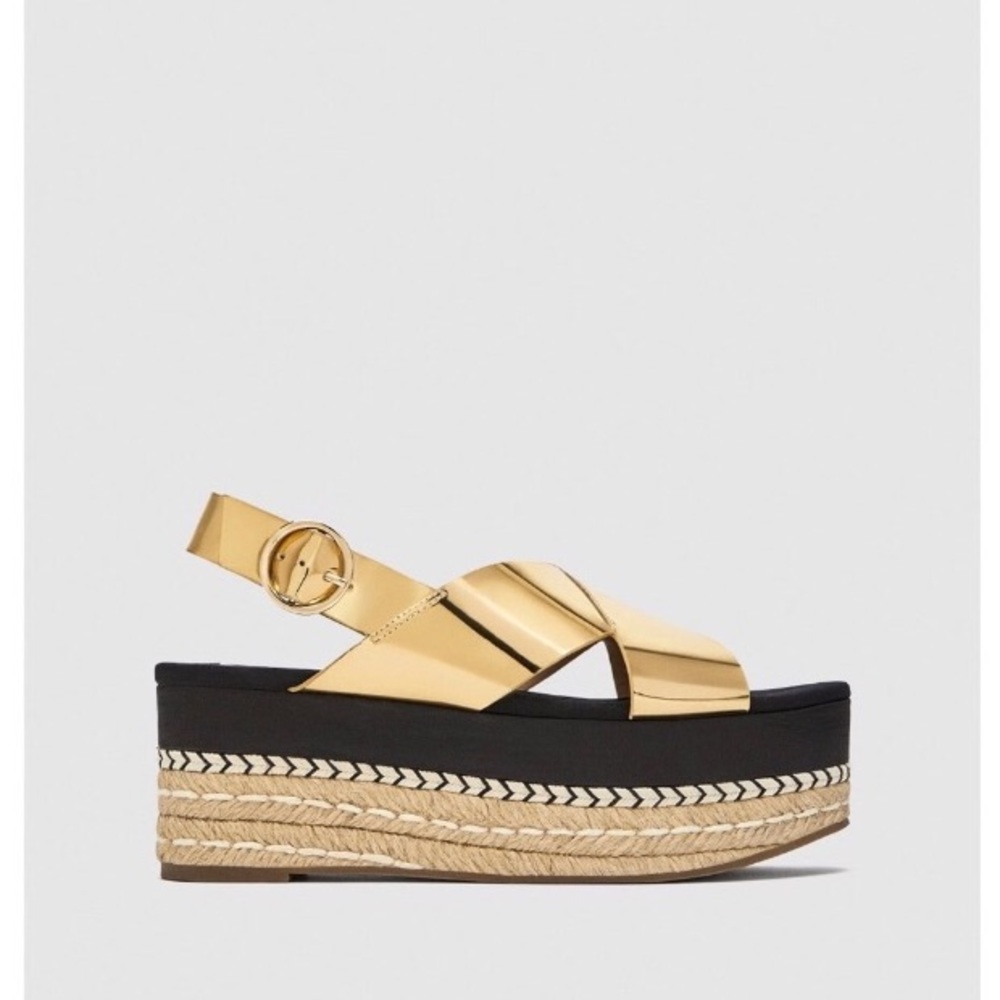 🚫SOLD🚫 [ZARA] GORGEOUS GOLD CRISS-CROSS WEDGES
